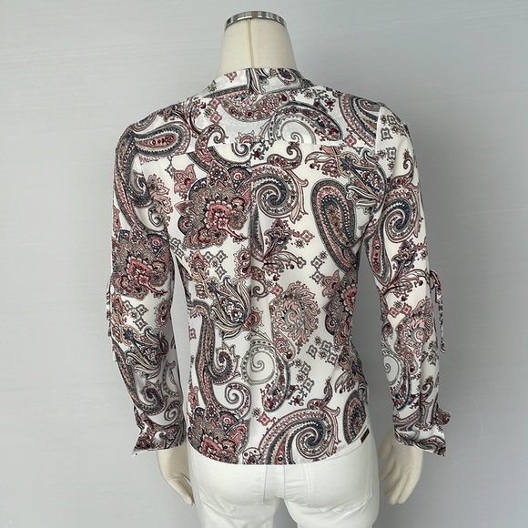 WHBM Paisley Print Surplice Blouse Size 0 - Picture 12 of 13